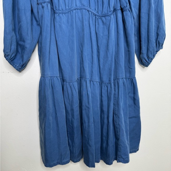 Old Navy womens 2X blue Tencel Lyocell Ruffle chambray dress milkmaid boho - Picture 11 of 11